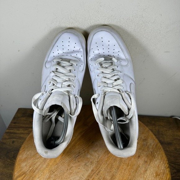 Nike Air Force 1 Low White Leather Sneakers Men's Size 10.5 Shoes 315122-111 - Picture 3 of 9
